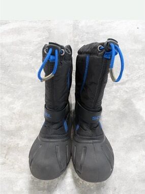 SOREL Black & Blue Insulated Winter Children’s Boots with Drawcord